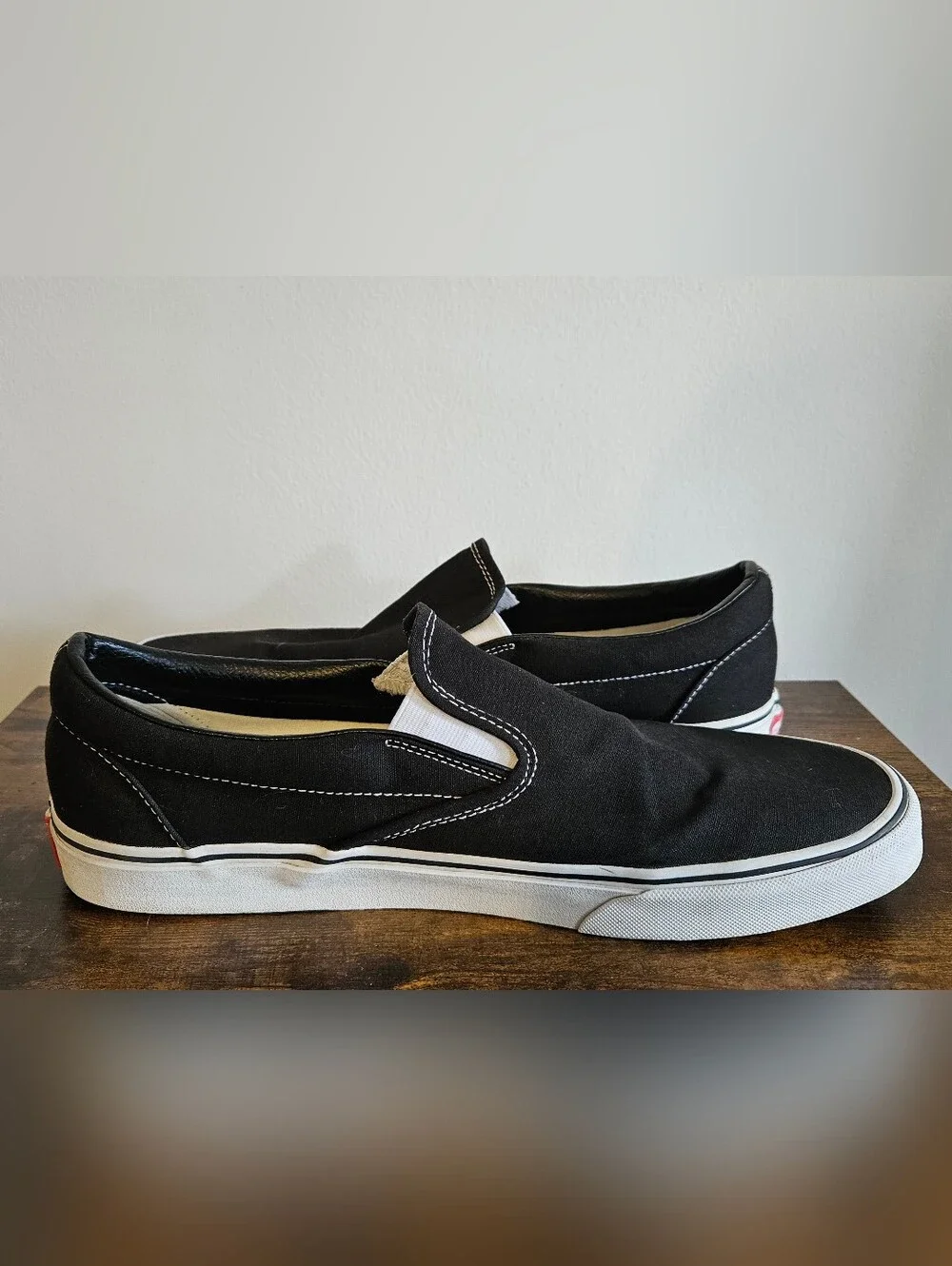 Mens Vans Black Canvas Slip-On Loafers